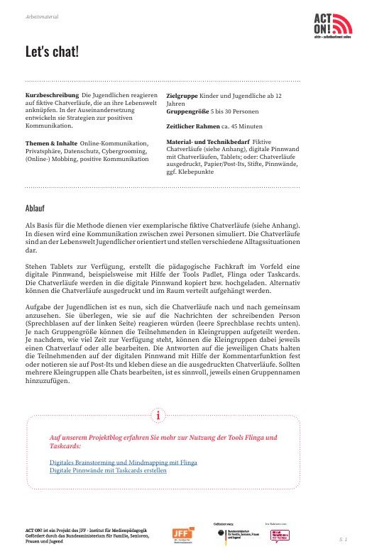 Erste Seite der Methodenbeschreibung