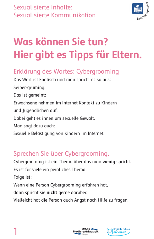 Erste Seite der Broschüre
